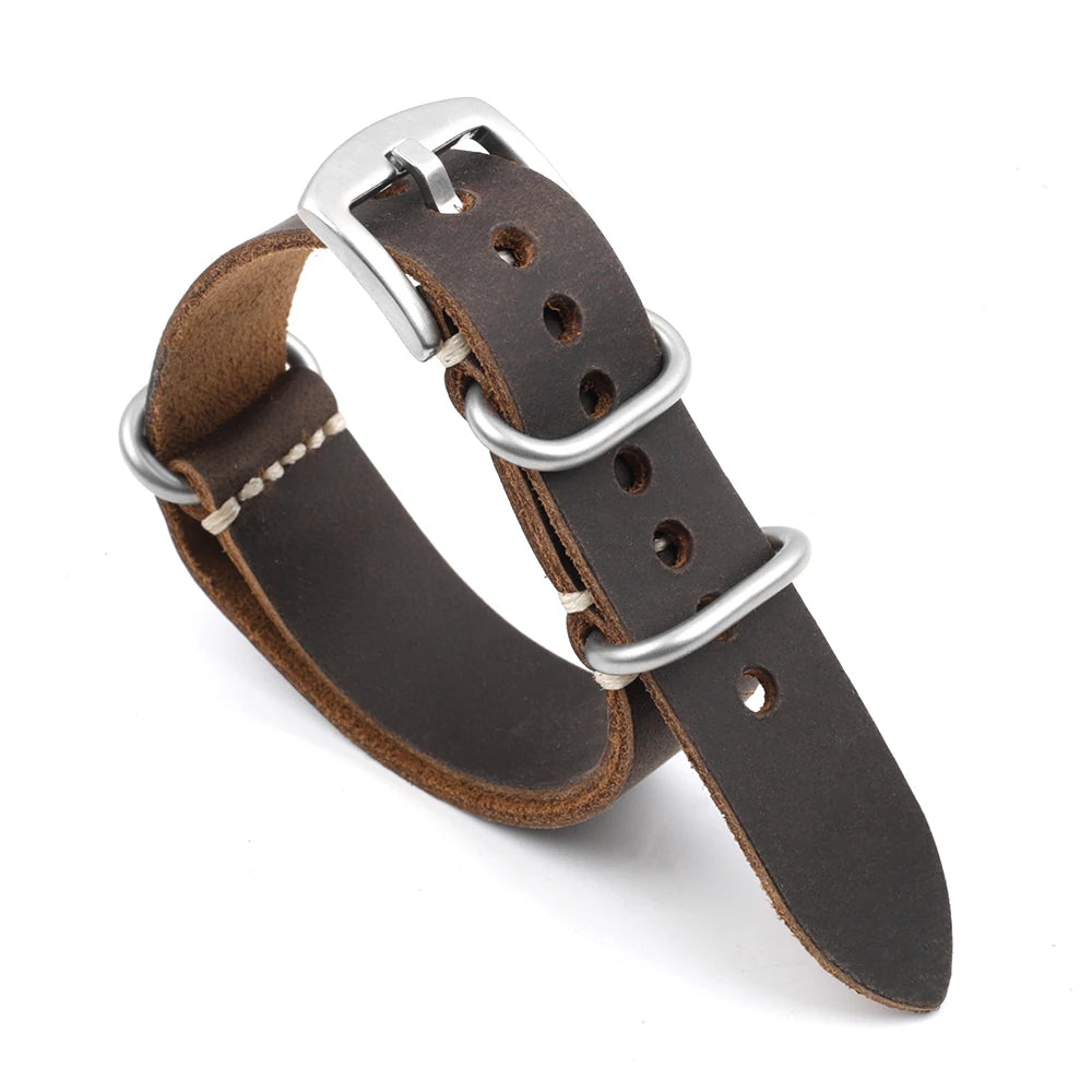 Leather NATO Strap – Universal Replacement Watchband 20mm/22mm/24mm