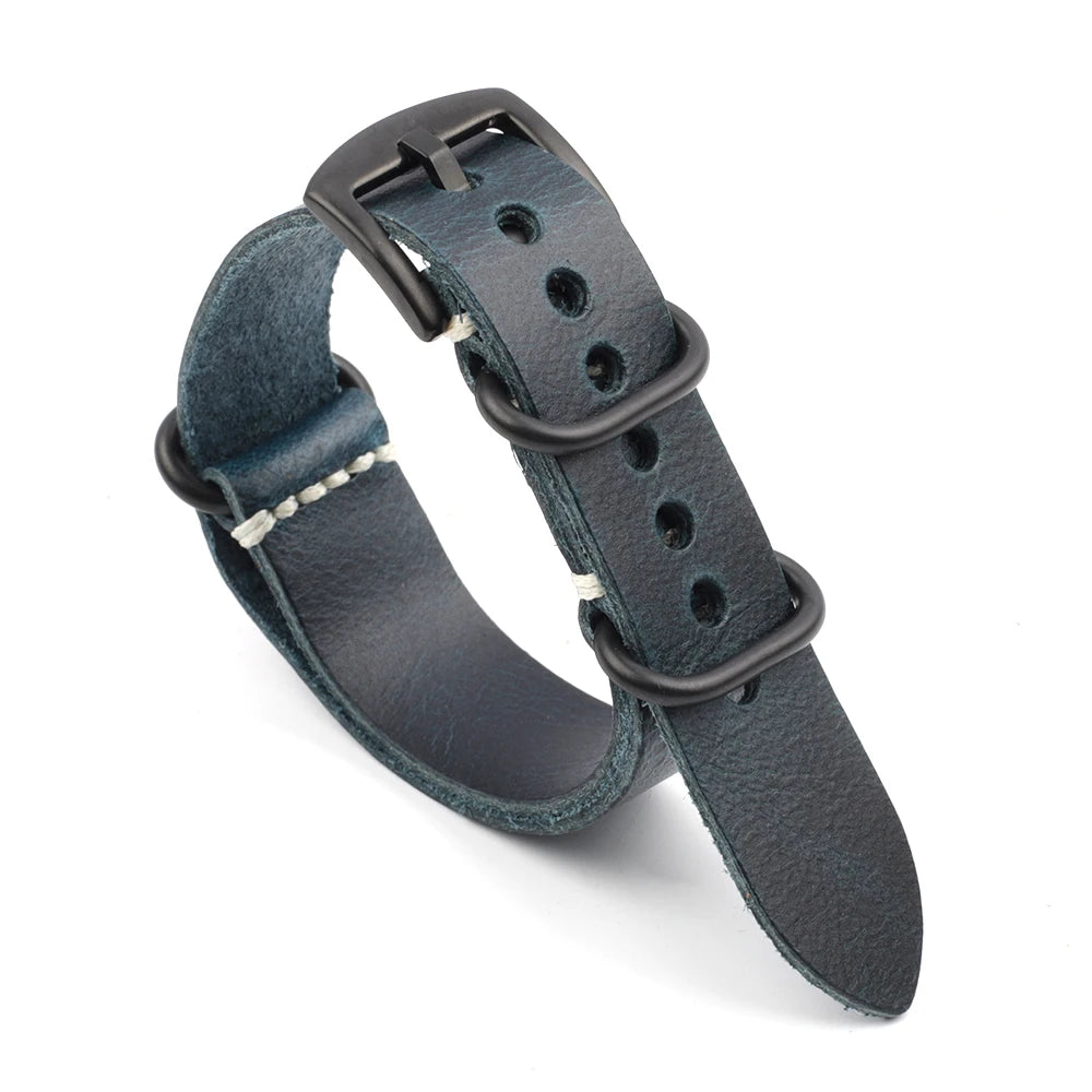 Leather NATO Strap – Universal Replacement Watchband 20mm/22mm/24mm