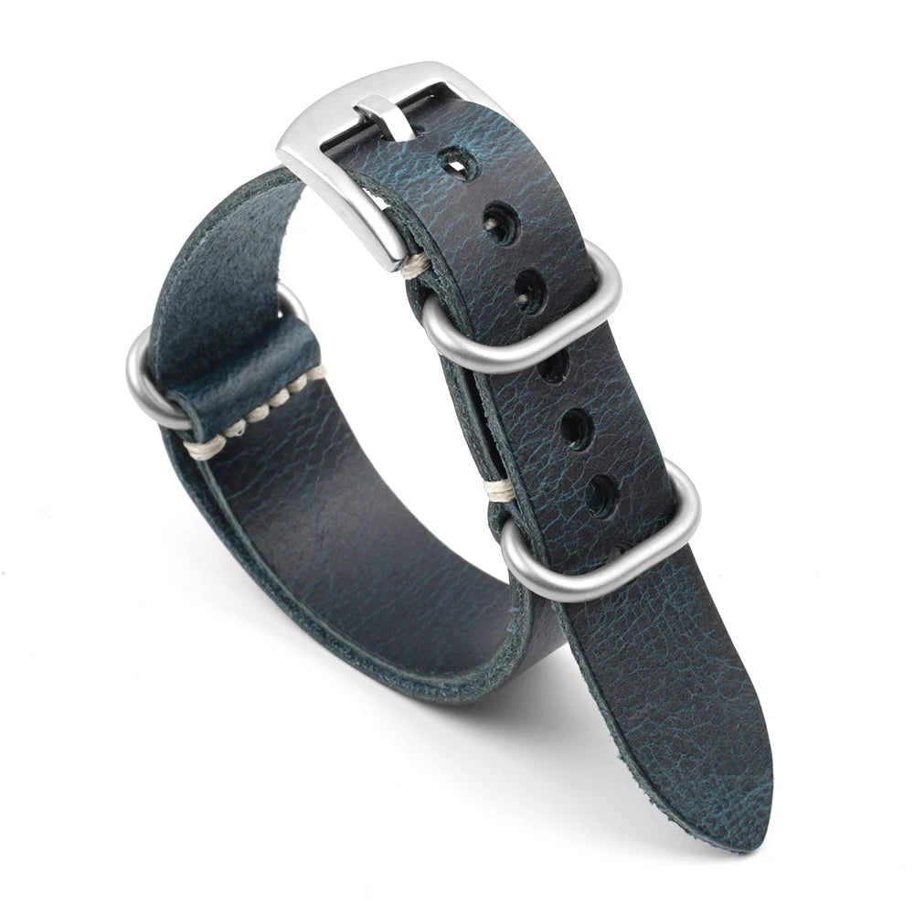 Leather NATO Strap – Universal Replacement Watchband 20mm/22mm/24mm