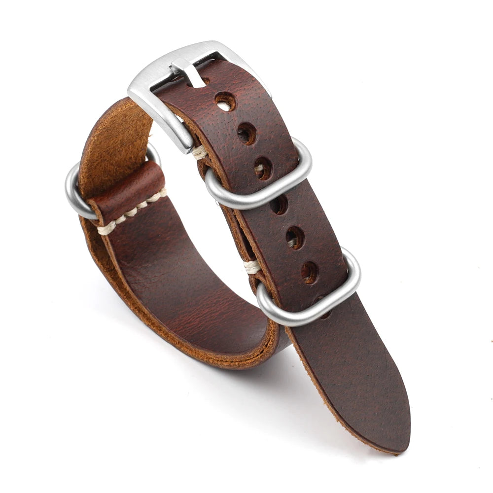 Leather NATO Strap – Universal Replacement Watchband 20mm/22mm/24mm