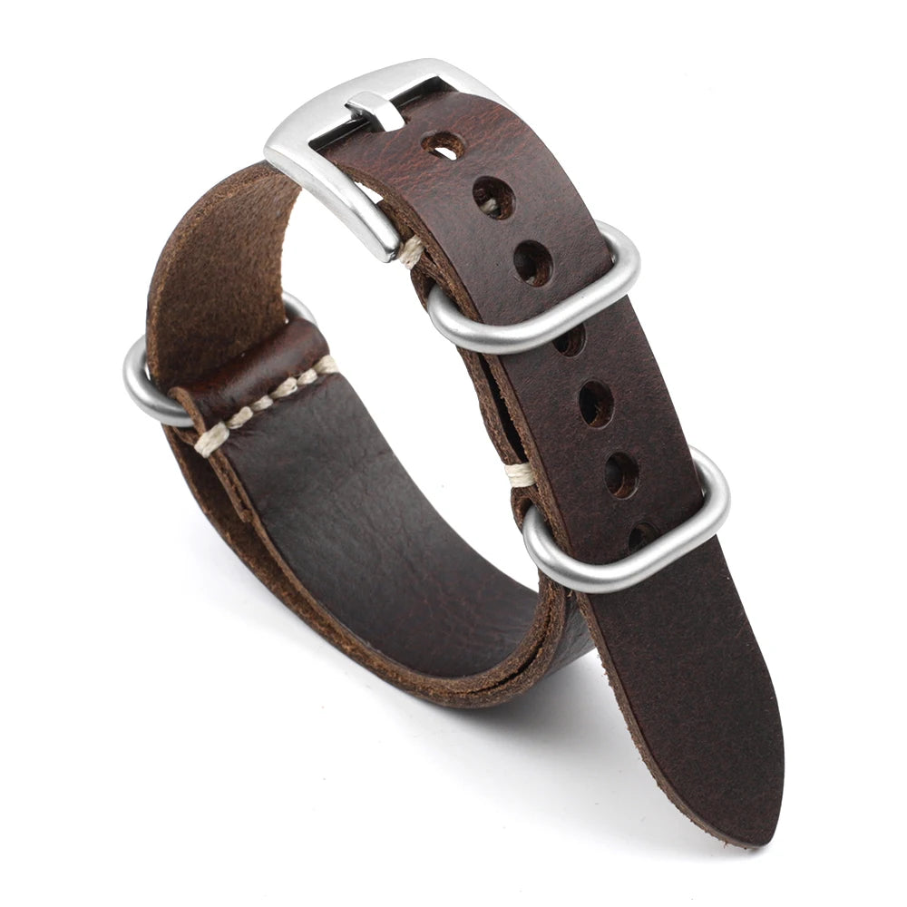 Leather NATO Strap – Universal Replacement Watchband 20mm/22mm/24mm