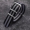 Woven Nylon Watch Strap – Universal Canvas Band, 18/20/22mm Black Grey