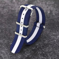 Woven Nylon Watch Strap – Universal Canvas Band, 18/20/22mm blue white bluie