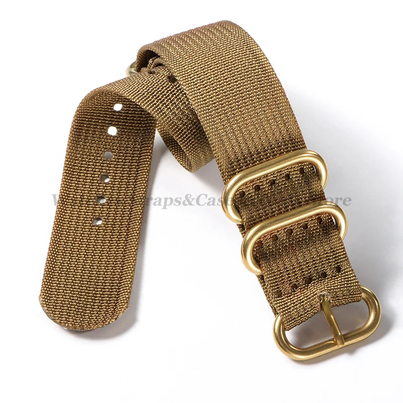 Ribbed Braided Nylon NATO Strap – Ring Buckle Watchband