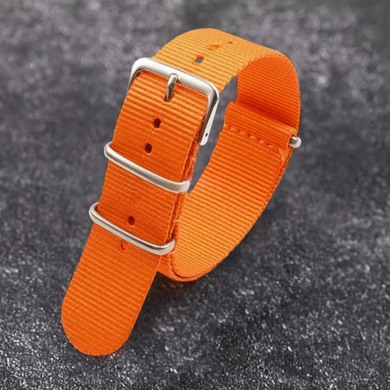 Woven Nylon Watch Strap – Universal Canvas Band, 18/20/22mm Orange