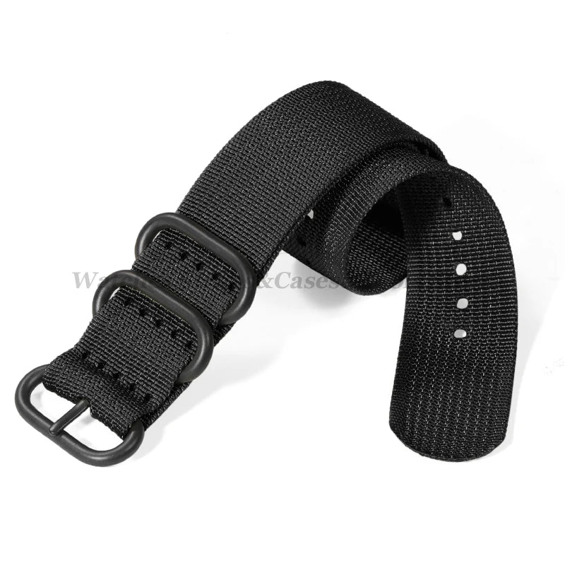 Ribbed Braided Nylon NATO Strap – Ring Buckle Watchband
