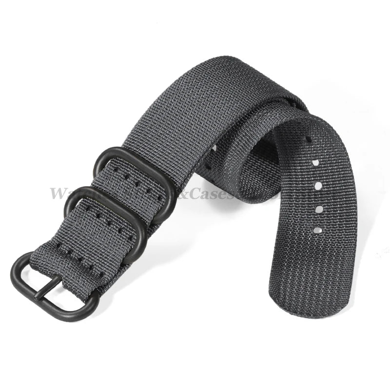 Ribbed Braided Nylon NATO Strap – Ring Buckle Watchband