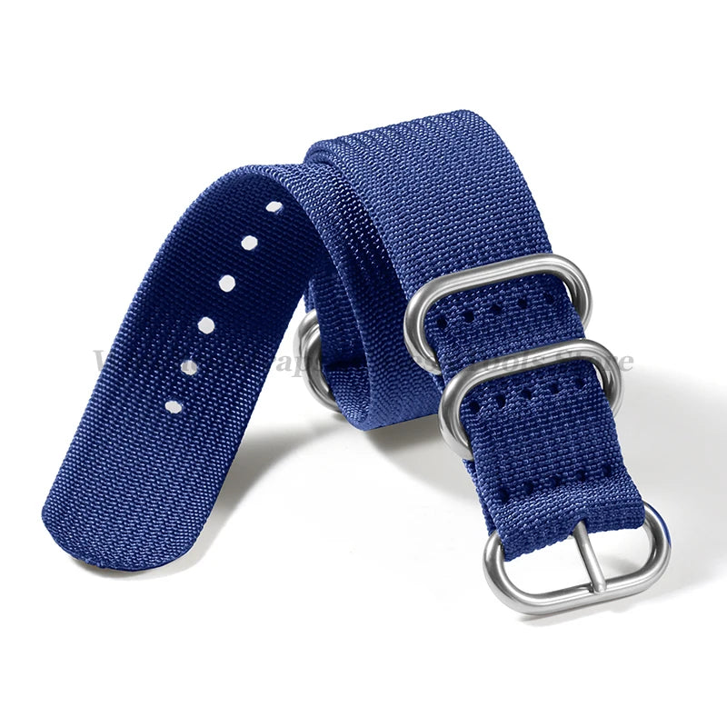 Ribbed Braided Nylon NATO Strap – Ring Buckle Watchband