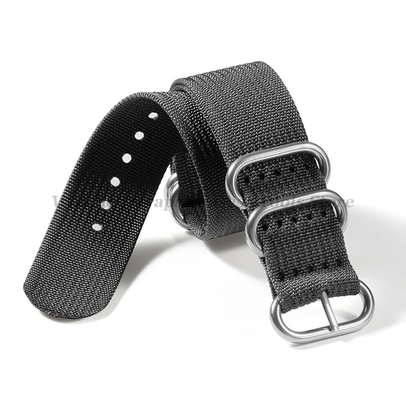 Ribbed Braided Nylon NATO Strap – Ring Buckle Watchband