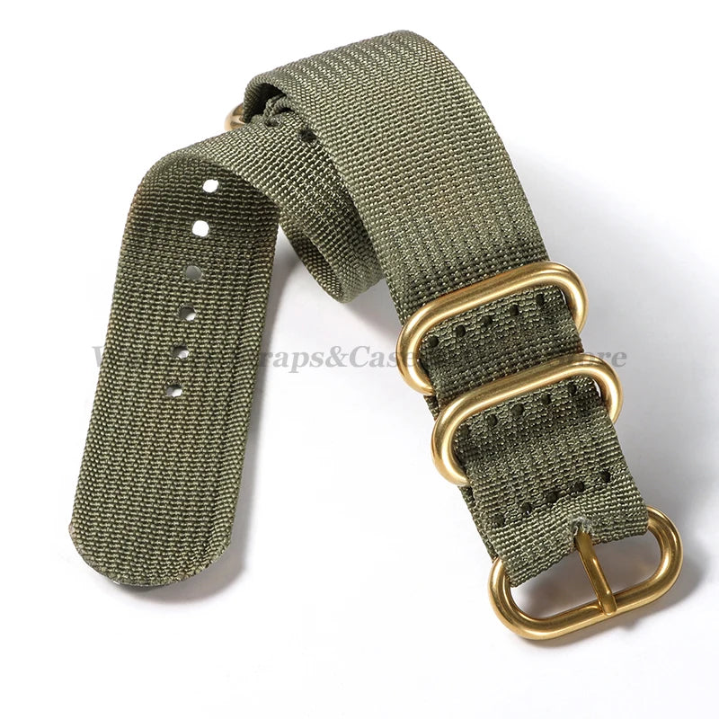 Ribbed Braided Nylon NATO Strap – Ring Buckle Watchband