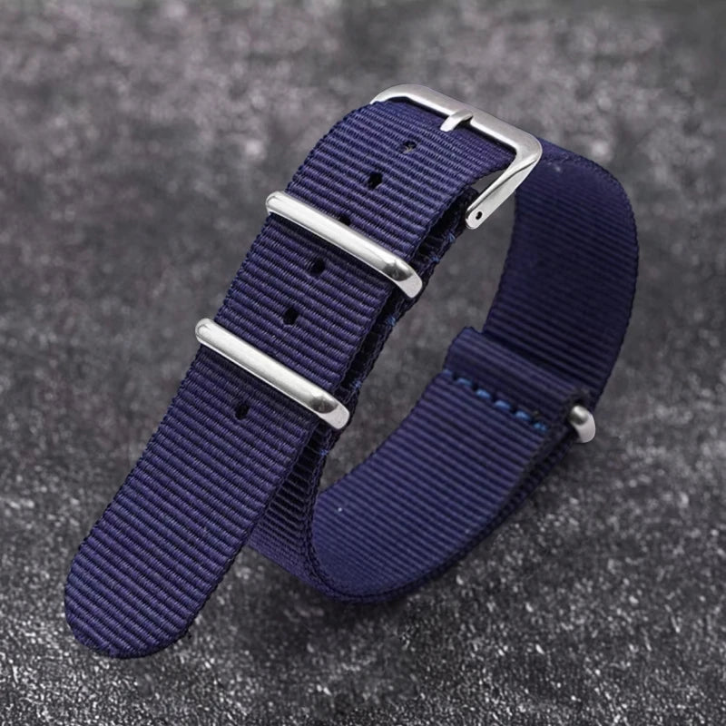 Woven Nylon Watch Strap – Universal Canvas Band, 18/20/22mm Blue