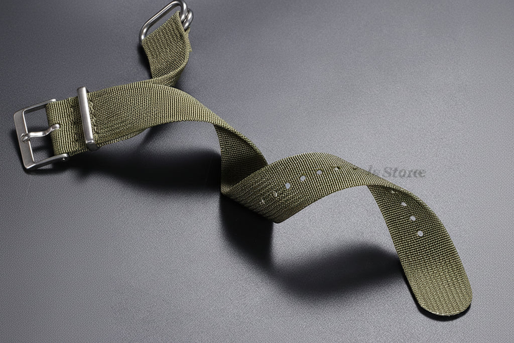 Ribbed Braided Nylon NATO Strap – Ring Buckle Watchband