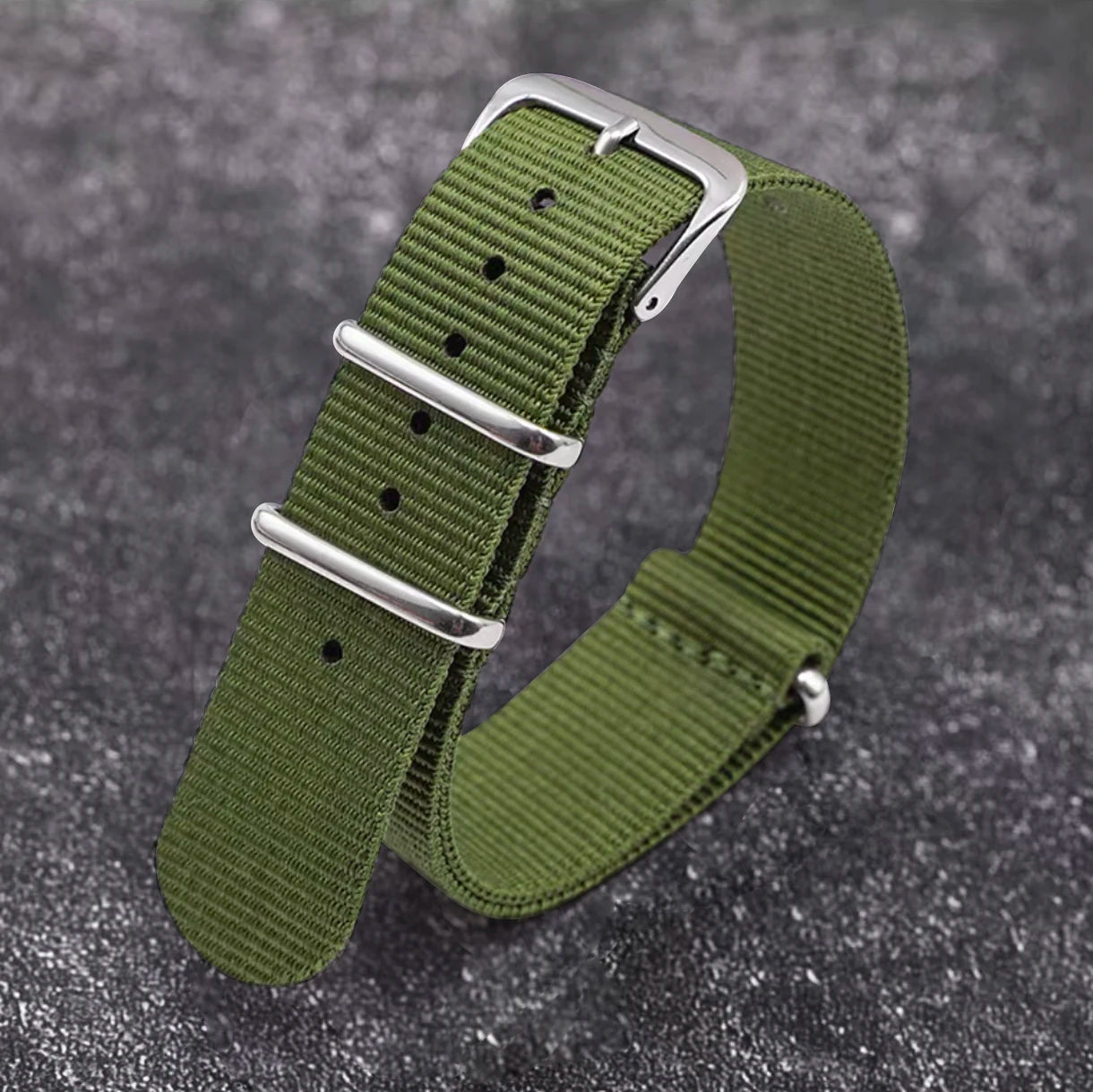 Woven Nylon Watch Strap – Universal Canvas Band, 18/20/22mm army green