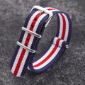 Woven Nylon Watch Strap – Universal Canvas Band, 18/20/22mm Blue white and red