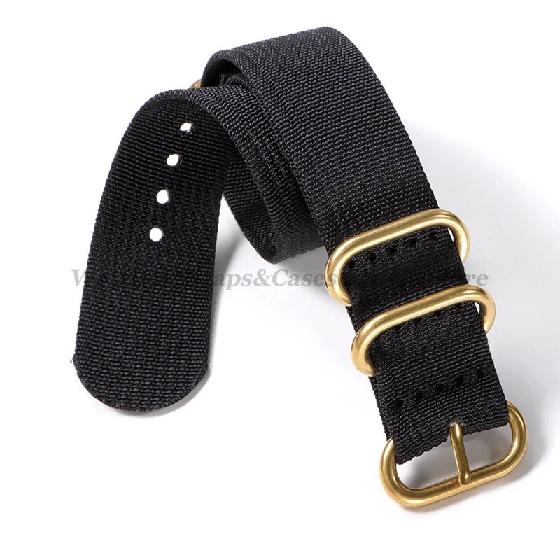 Ribbed Braided Nylon NATO Strap – Ring Buckle Watchband