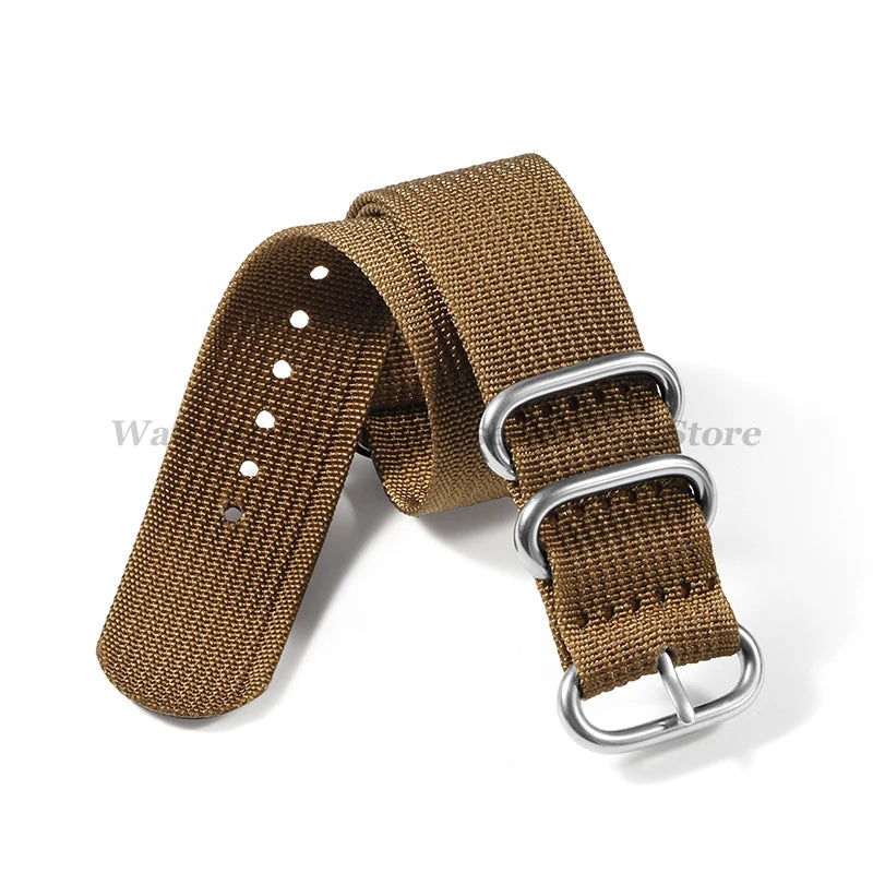 Ribbed Braided Nylon NATO Strap – Ring Buckle Watchband