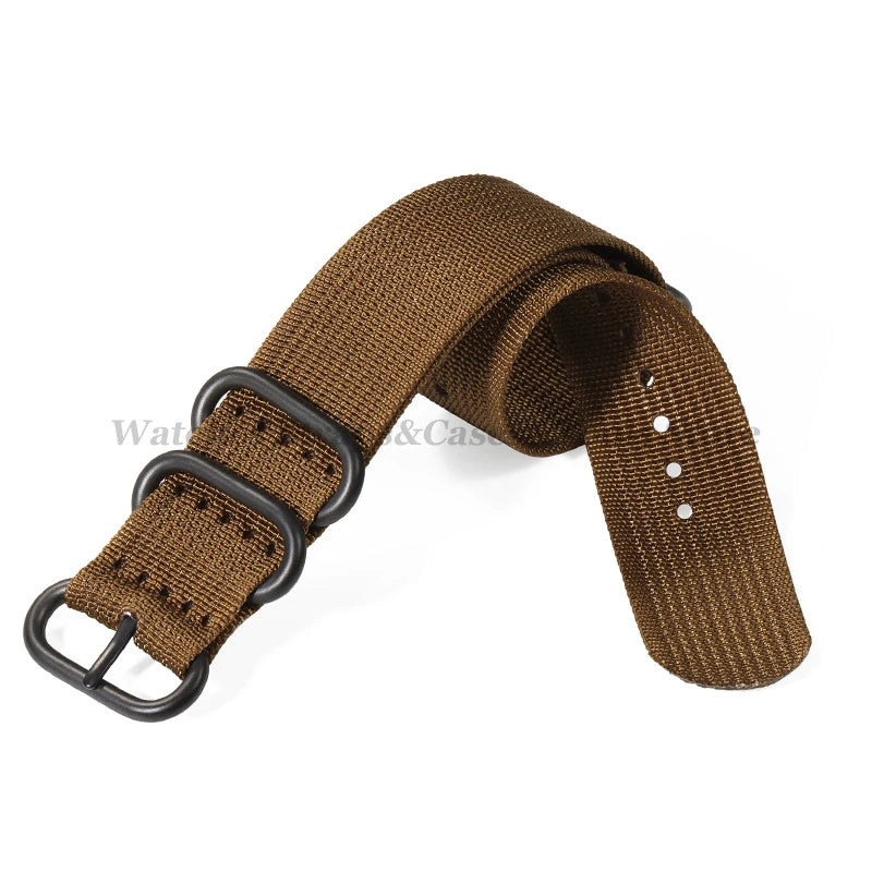 Ribbed Braided Nylon NATO Strap – Ring Buckle Watchband