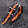 Woven Nylon Watch Strap – Universal Canvas Band, 18/20/22mm Blue Orange Blue
