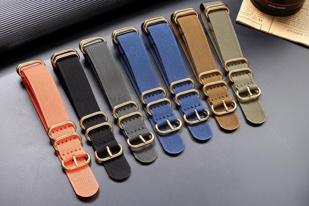 Ribbed Braided Nylon NATO Strap – Ring Buckle Watchband