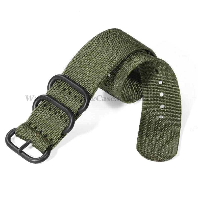 Ribbed Braided Nylon NATO Strap – Ring Buckle Watchband