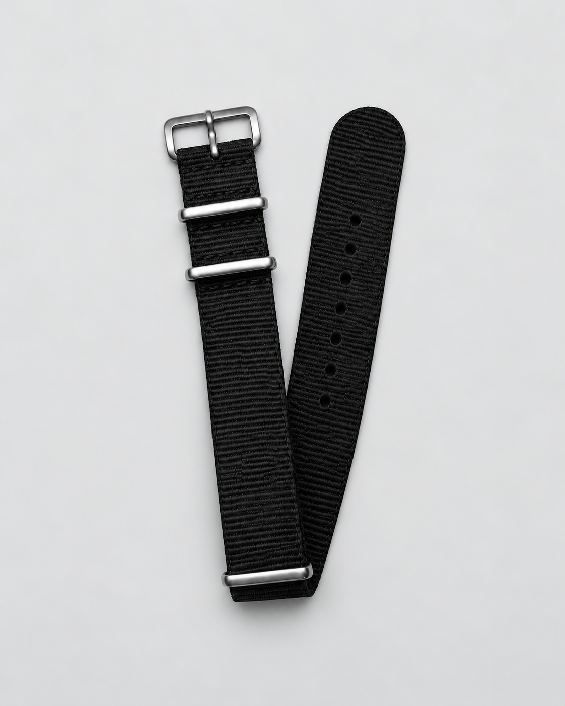 Black woven nylon watch strap