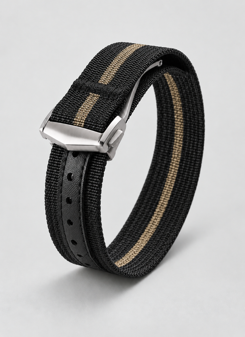 Black Gold folding clasp watch strap