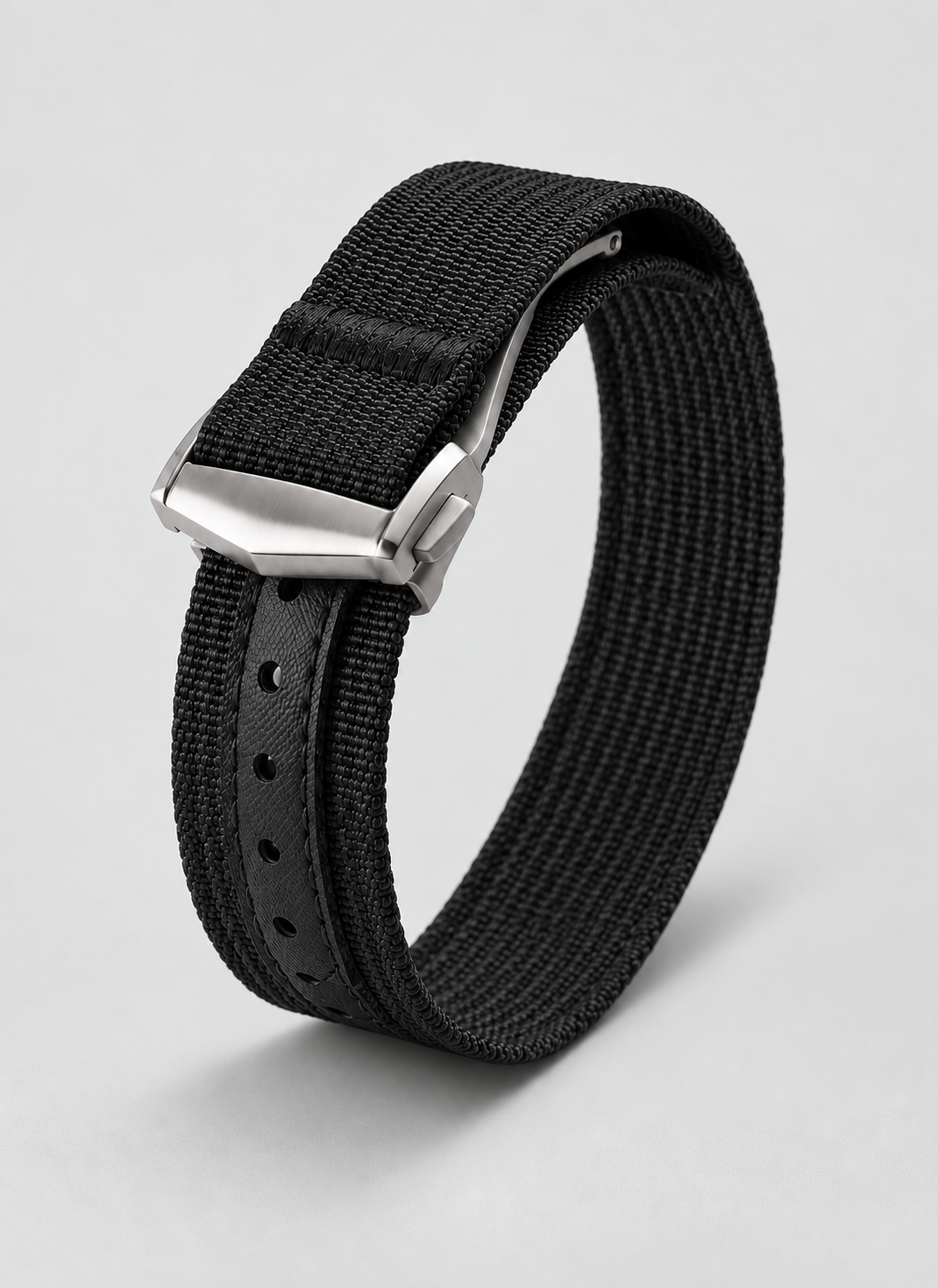 Black folding clasp watch strap