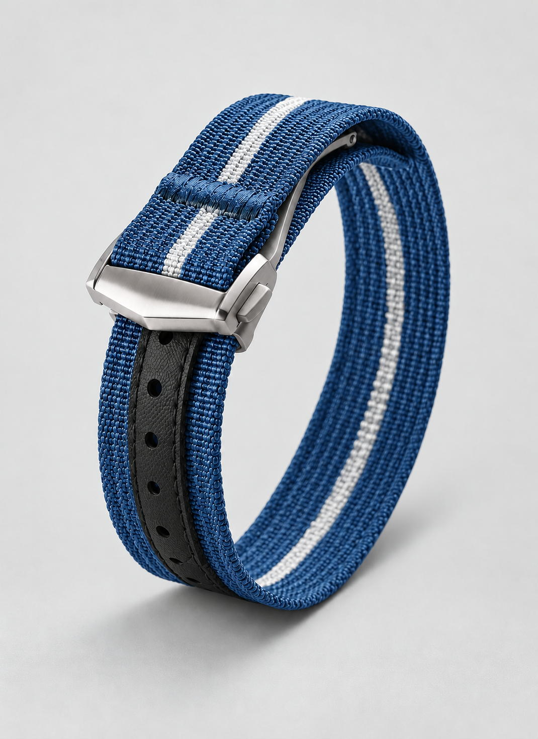 Blue White folding clasp watch strap