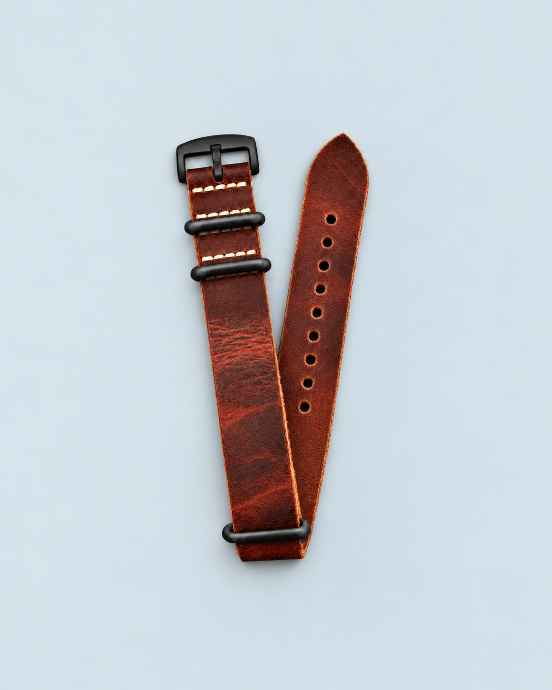 Red Brown Crazy Horse Leather Watch Strap