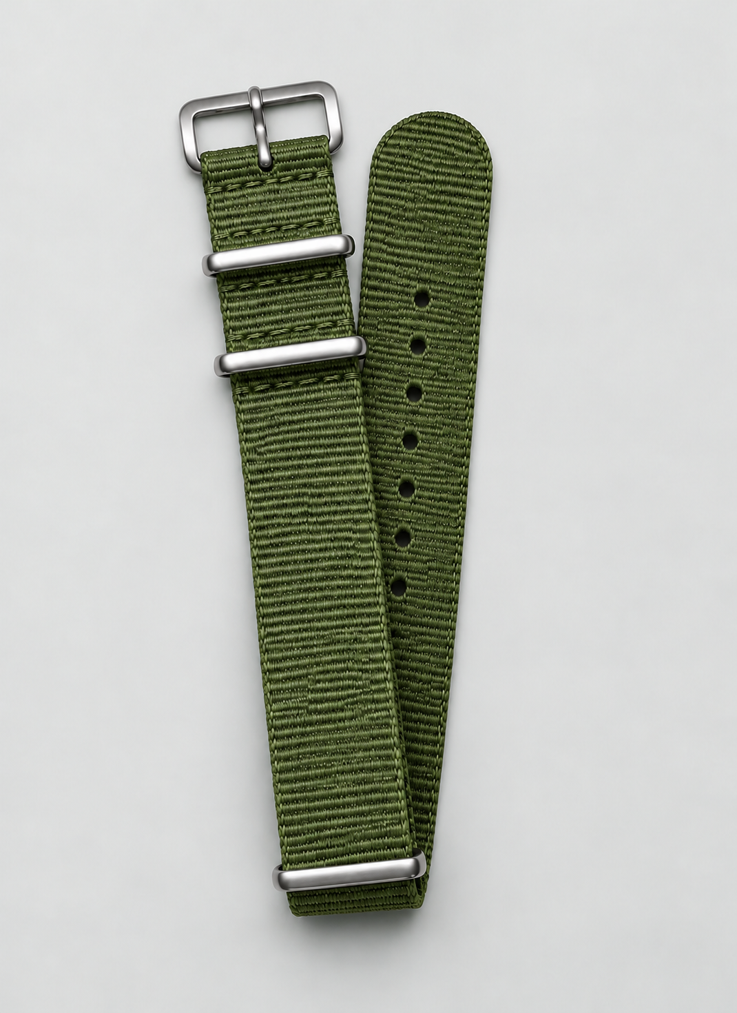 army green woven nylon watch strap
