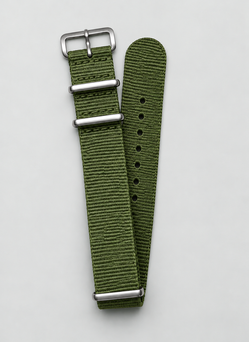 army green woven nylon watch strap