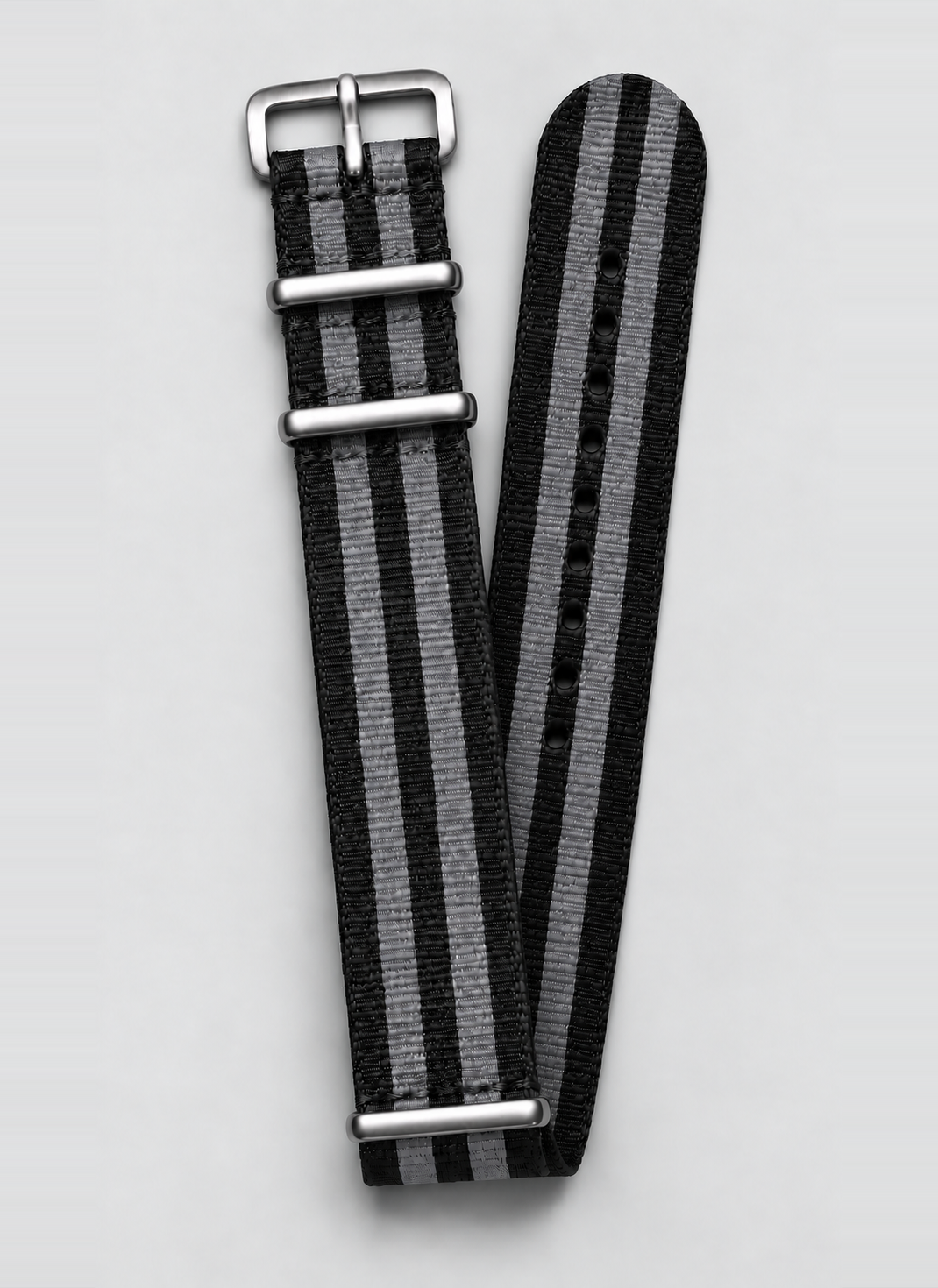 black grey woven nylon watch strap