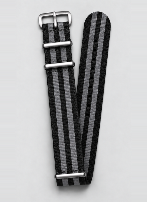 black grey woven nylon watch strap
