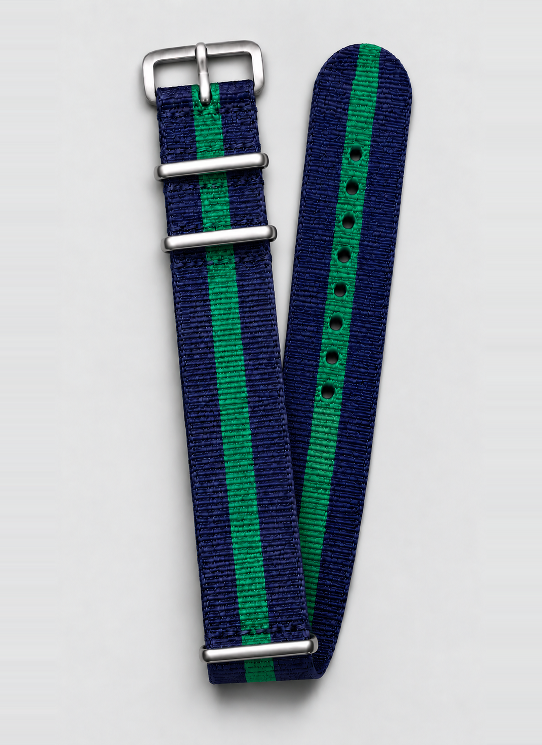 blue green woven nylon watch strap