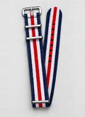 blue white red woven nylon watch strap