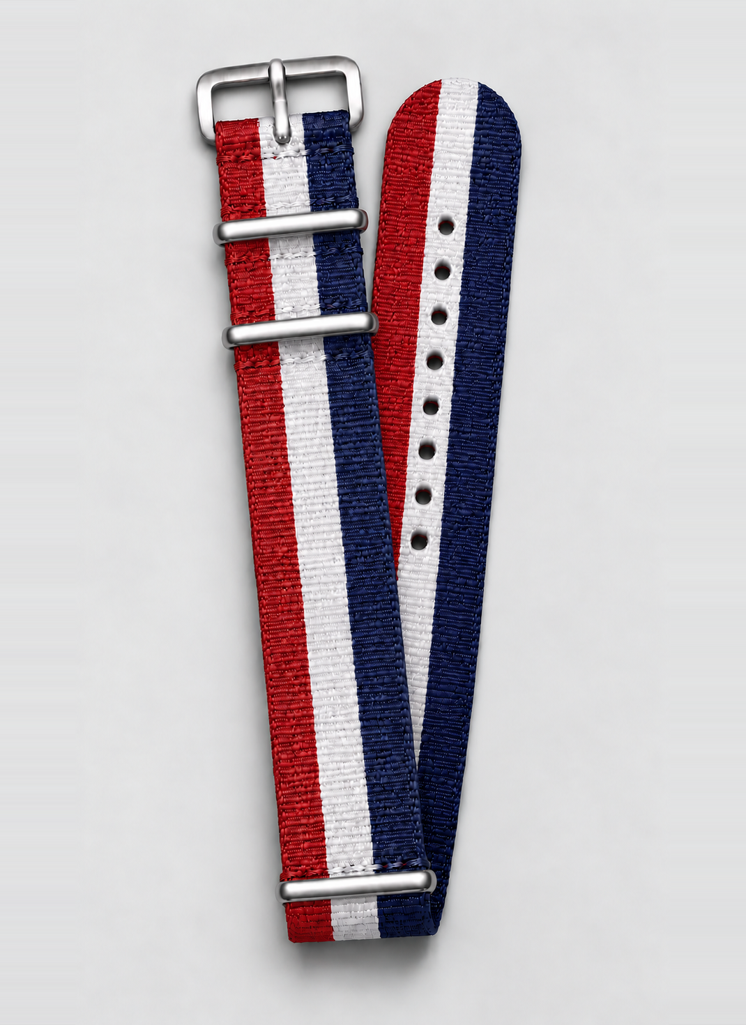 red white blue woven nylon watch strap